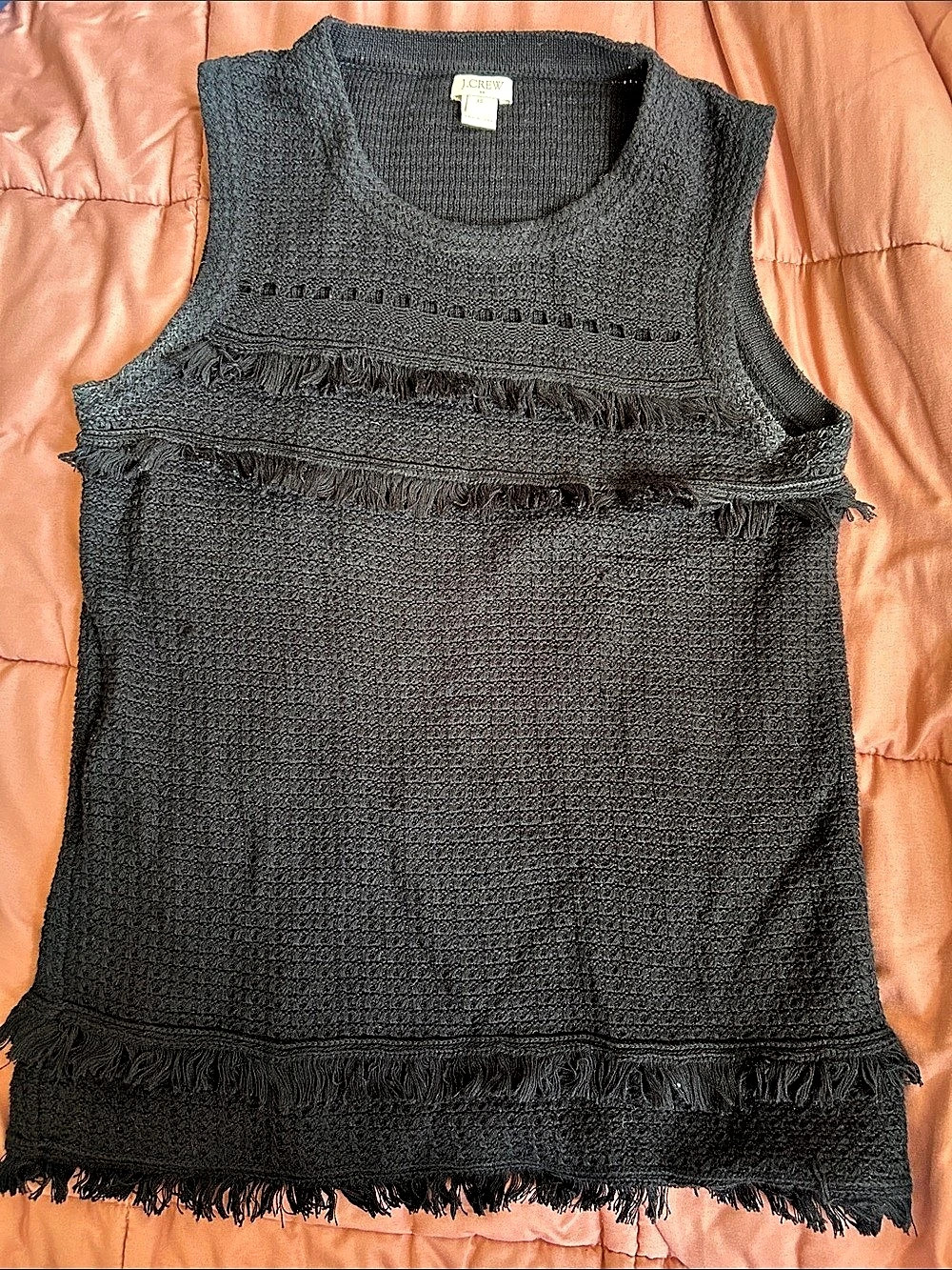 J.Crew Fringe Cotton Sweater Tank Black XS